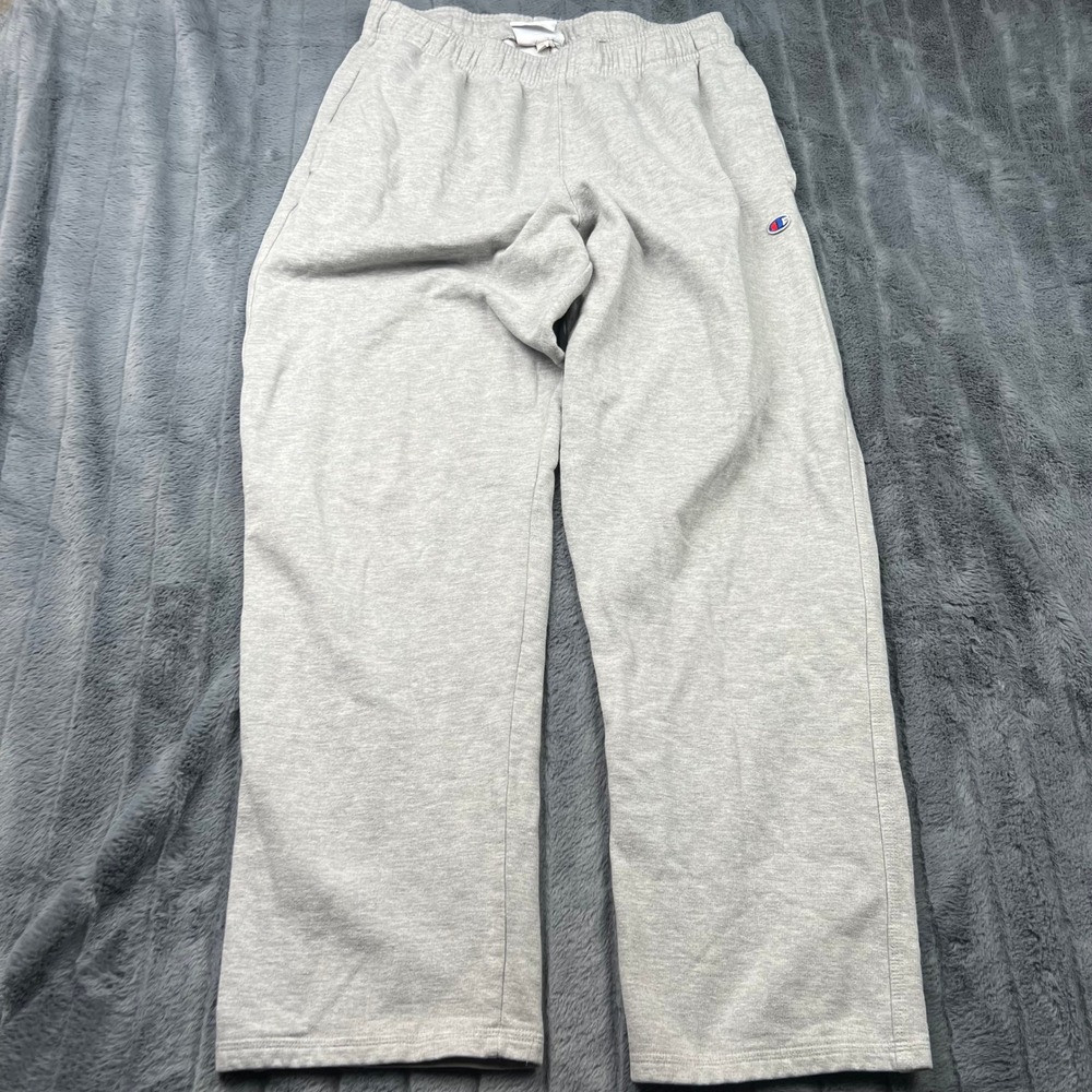 Champion Authentic Athleticwear Mens Large Gray Fleece Open Hem Sweatpants 13461